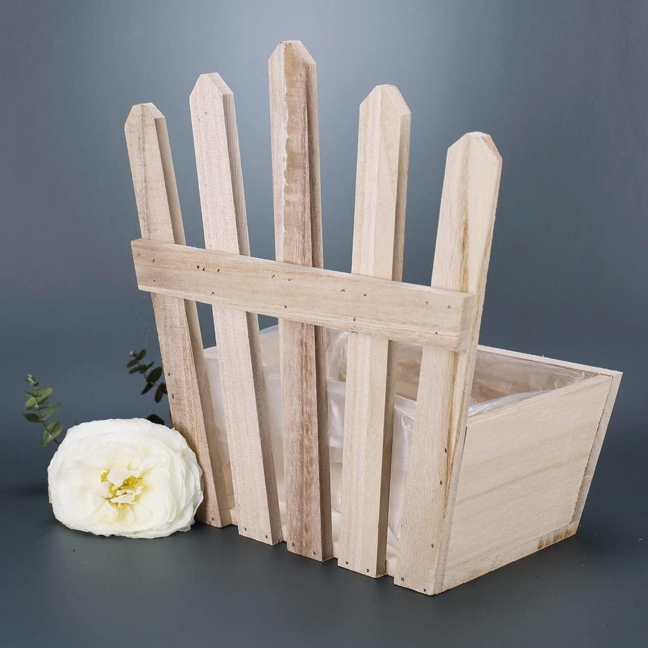 Personalized wooden planter box herb bed plant box with small fence for Christmas gift