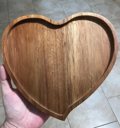 Premium Acacia Wood Heart Shape Plate Wooden Serving Tray for Snacks, Cookies, Fruits Cheese