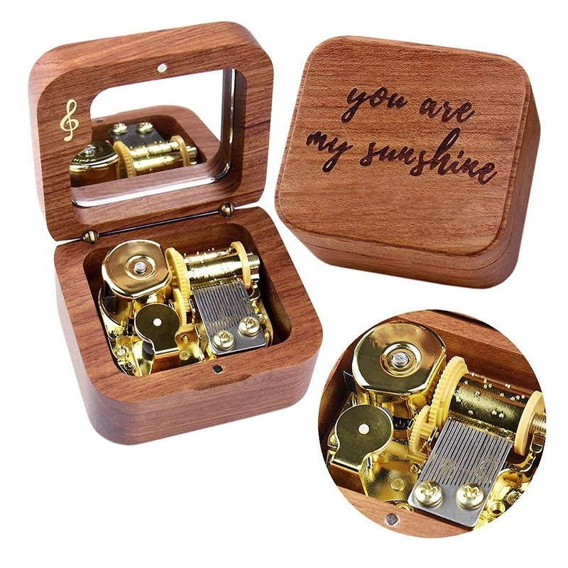 Premium Quality Music Boxes Wood Laser Engraved Vintage Cute Boxes