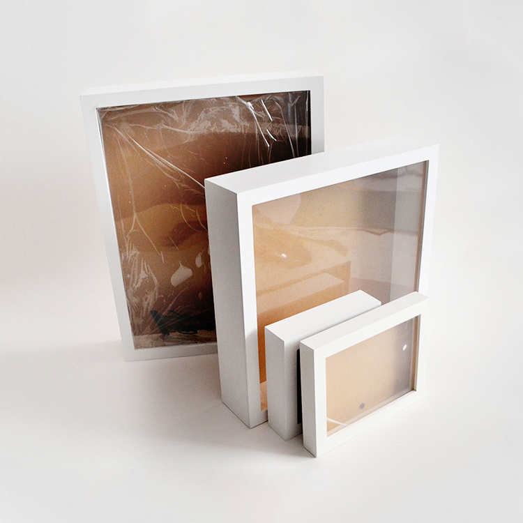 Customized Empty Solid Wood Shadow Box Frames with Transparent Window