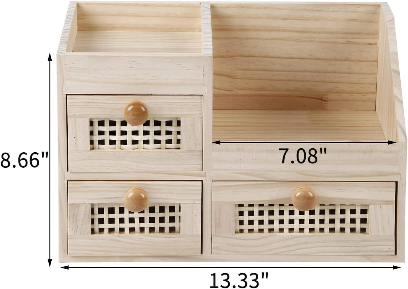 Mini Bamboo Desk Drawer Organizer,Tabletop Storage Box for Office/kitchen counter/Bedroom