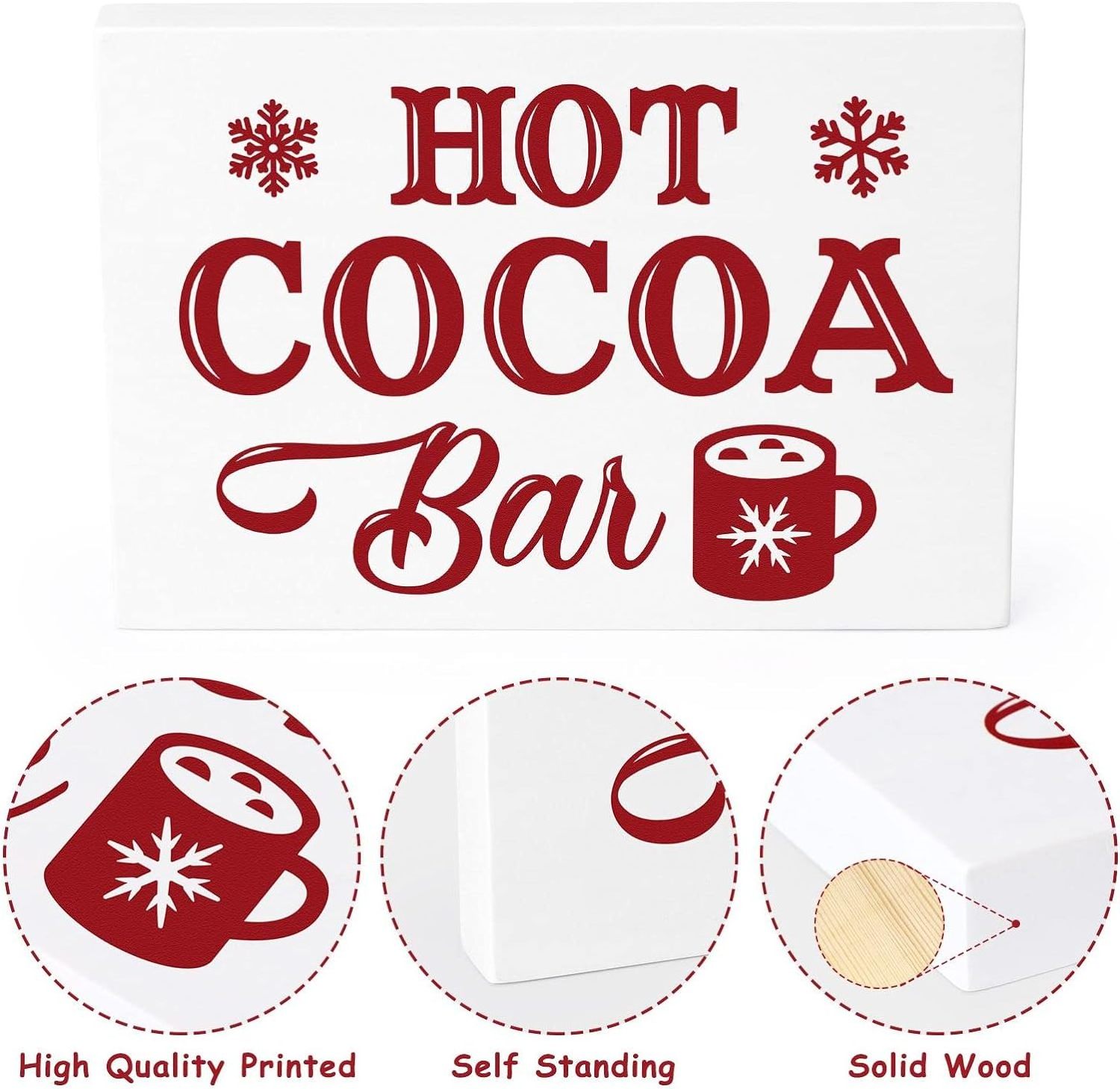 Hot Cocoa Station Sign Hot Chocolate Bar Sign Wood Rustic Coffee Table Decor Winter Party Farmhouse Christmas Tiered Tray Decor