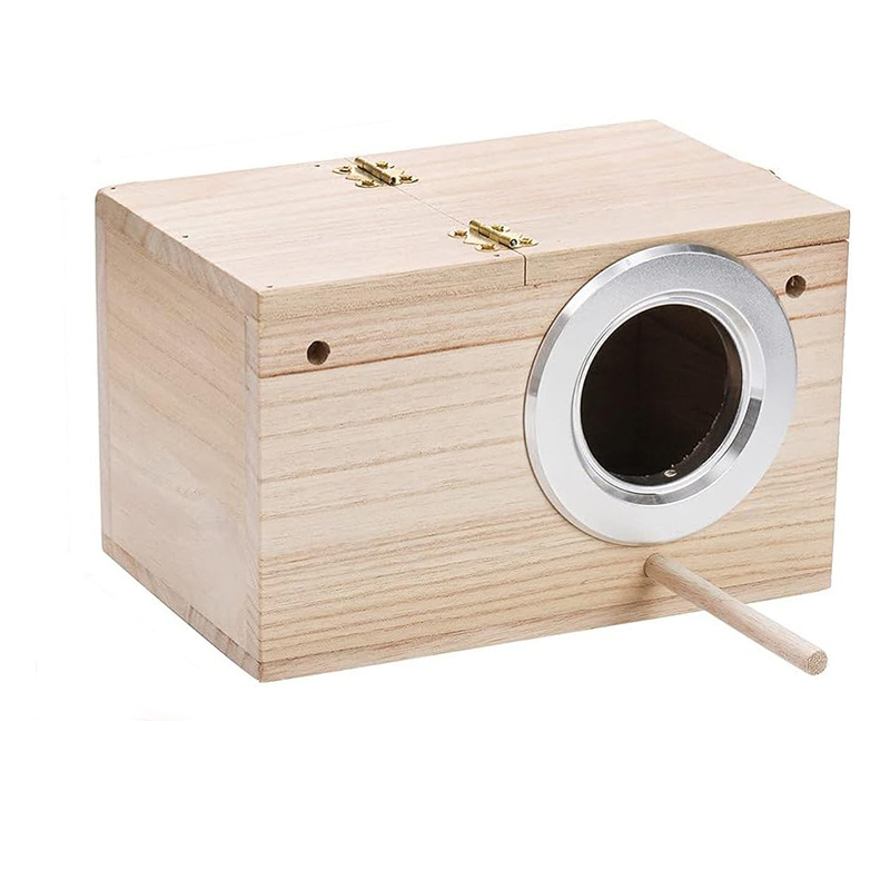 Natural Wood Bird Nesting Box, Small Bird House Breeding Box for Budgie Lovebirds