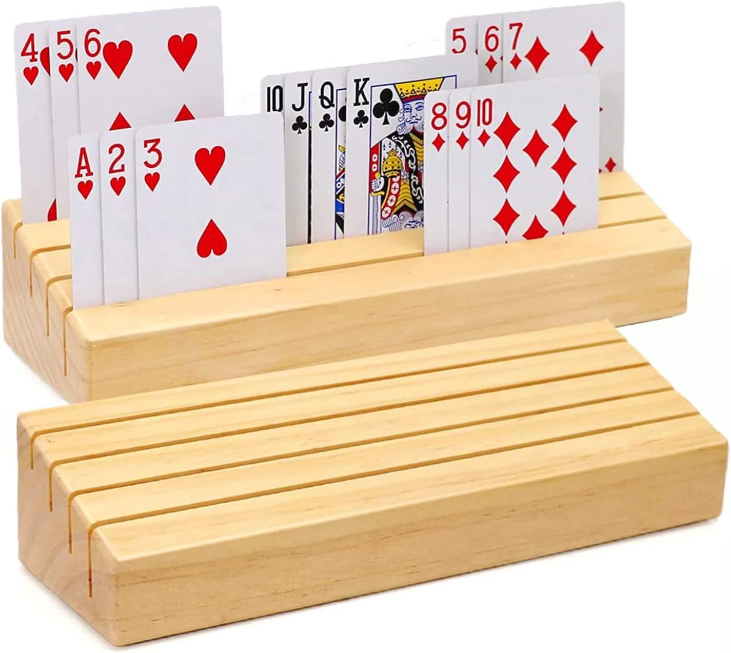 natural wood playing table card holder poker bridge holders