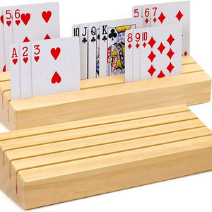 natural wood playing table card holder poker bridge holders