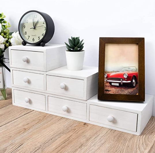 Wooden Floating Desk Cabinet with Drawers Wall Mounted Storage Rack