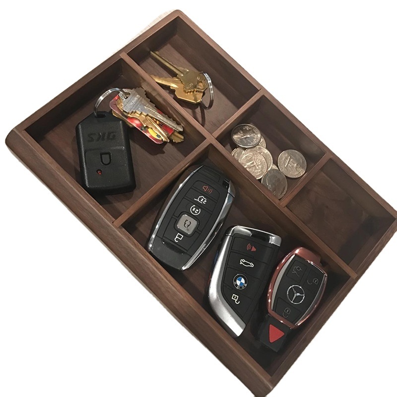 Fashion solid wood porch desk sundry coffee table office key storage box, jewelry cosmetics stationery organizer tray