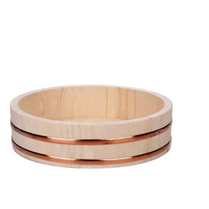 Japanese and Korean traditional wooden sushi rice tub rice bucket