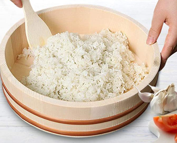 Japanese and Korean traditional wooden sushi rice tub rice bucket