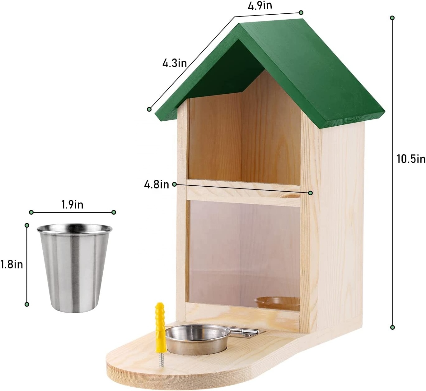 Wooden Squirrel Feeding House with Cup