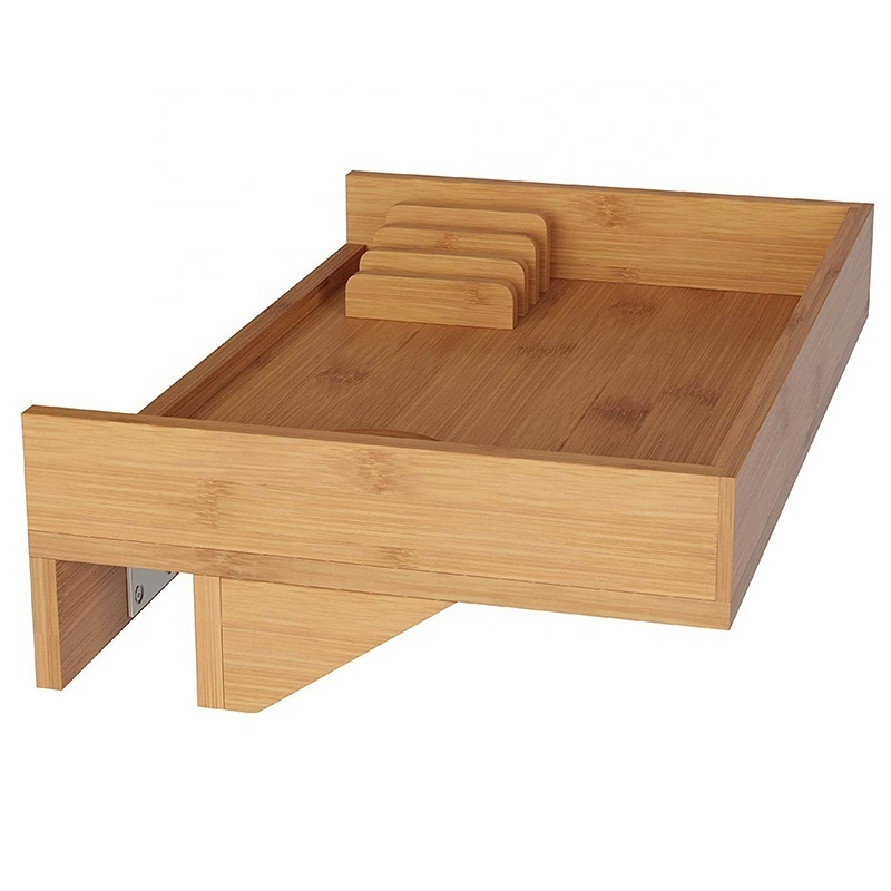 Bamboo Bedside Shelf for Bed Removeable Bedside Tray Bed Shelf for Small Spaces