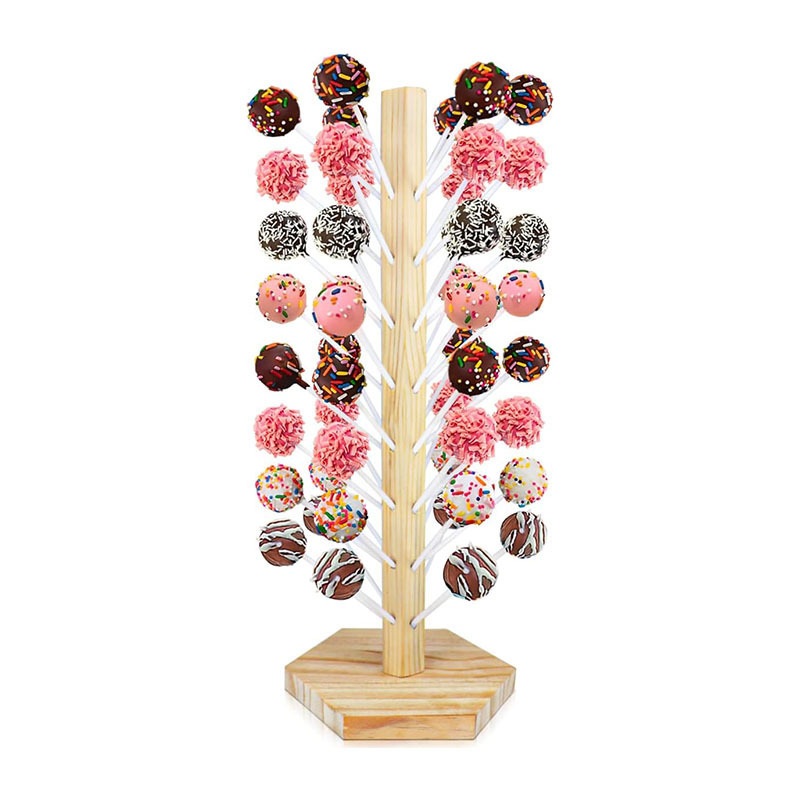 48 Hole Wooden Lollipop Holder Wood Cake Pop Stand for Candy Table Display