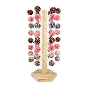 48 Hole Wooden Lollipop Holder Wood Cake Pop Stand for Candy Table Display