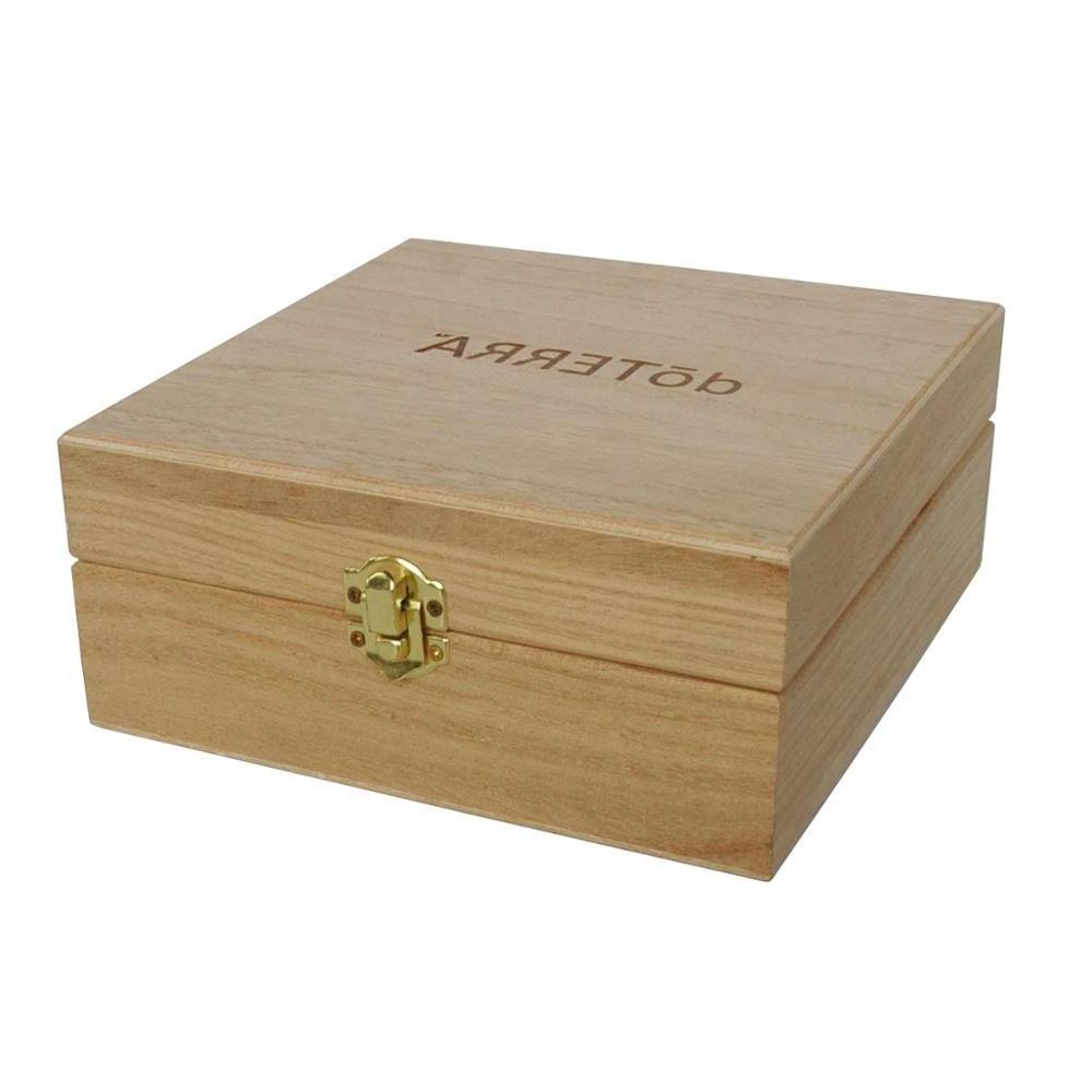 Essential Oils Storage Case Essential Oil Box with Latch Custom Pine Wood Large Unfinished Partition Jewelry Packaging Wooden HY