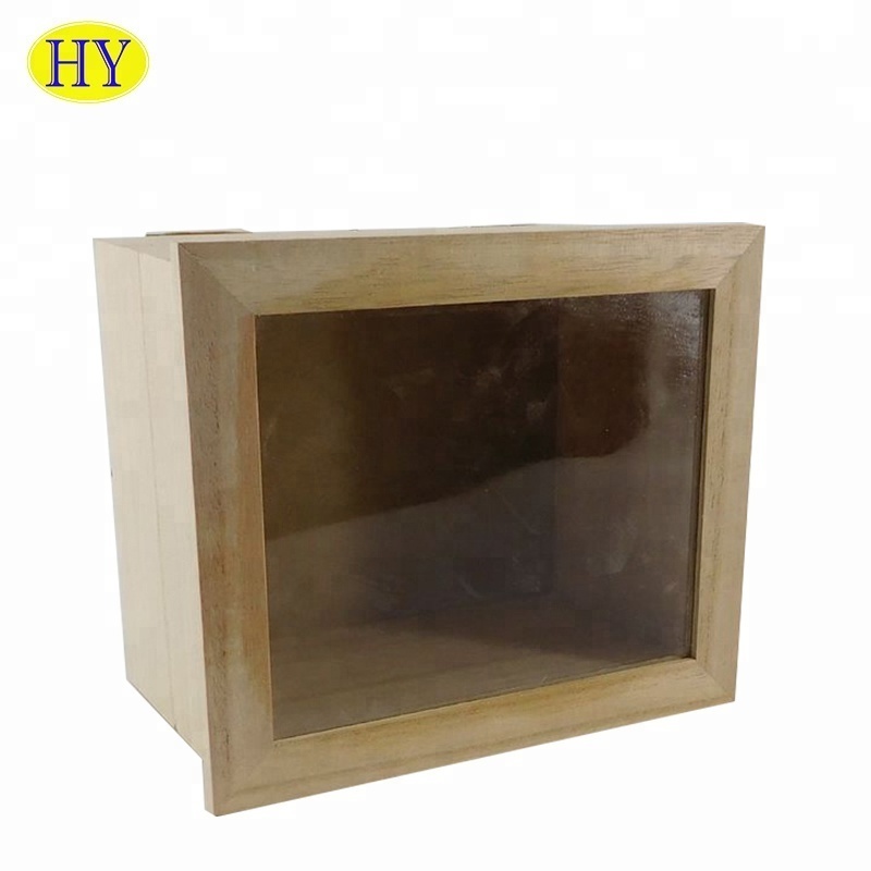 Shadow Box Frames Led Shadow Box Wholesale Custom Wall Hanging Wooden HY Wooden with Light Paulownia Wood Eco-friendly Natural