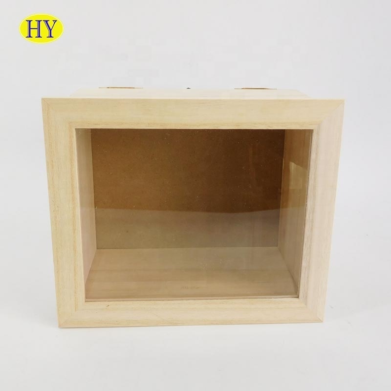 Shadow Box Frames Led Shadow Box Wholesale Custom Wall Hanging Wooden HY Wooden with Light Paulownia Wood Eco-friendly Natural