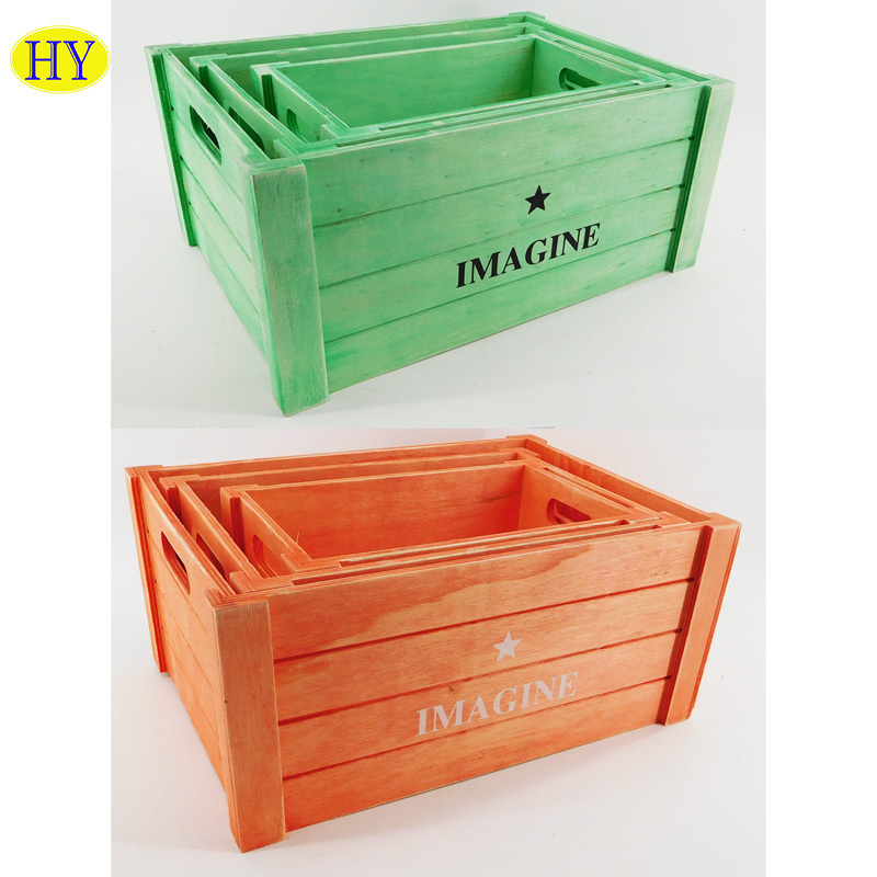 Cheap custom plywood wood storage crates wooden picnic basket wine vegetable fruit crates for sale