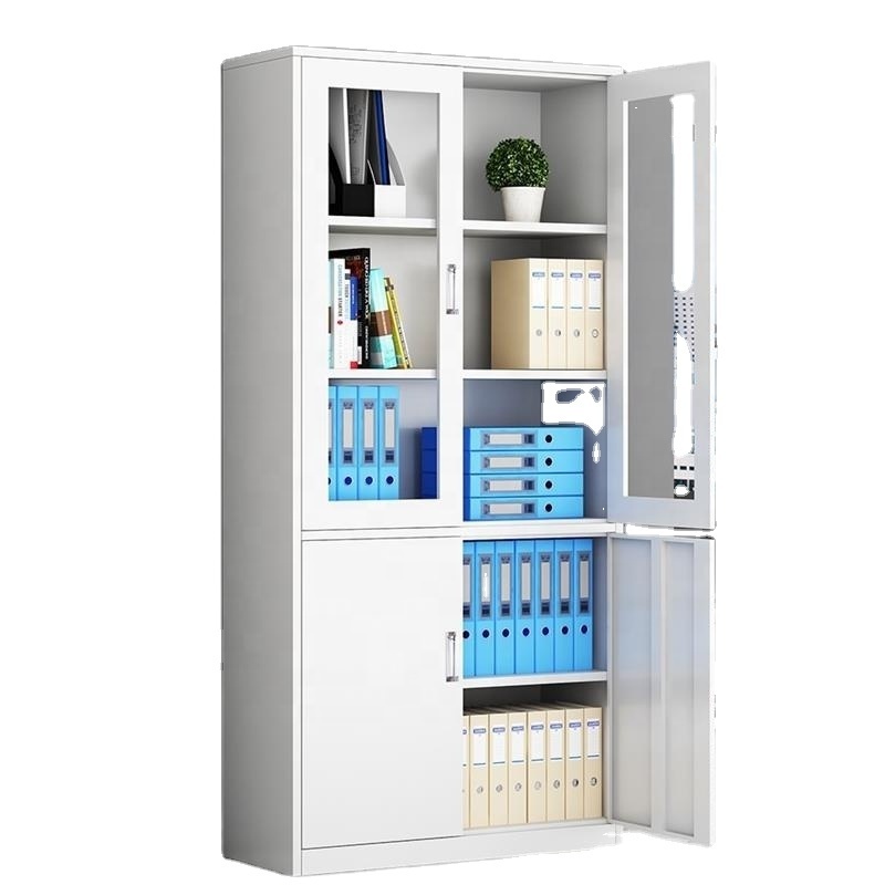 HUIYANG Wholesale office furniture steel file storage cabinet with 2 glass doors metal filing cabinet