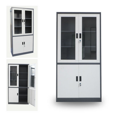 HUIYANG Wholesale office furniture steel file storage cabinet with 2 glass doors metal filing cabinet