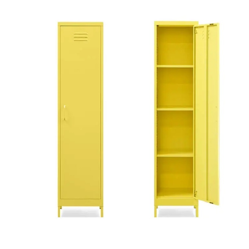 HUIYANG KD Structure Home Furniture Metal Single Door Clothes Wardrobe Stand Foot High Storage Closet Living Room Steel Locker