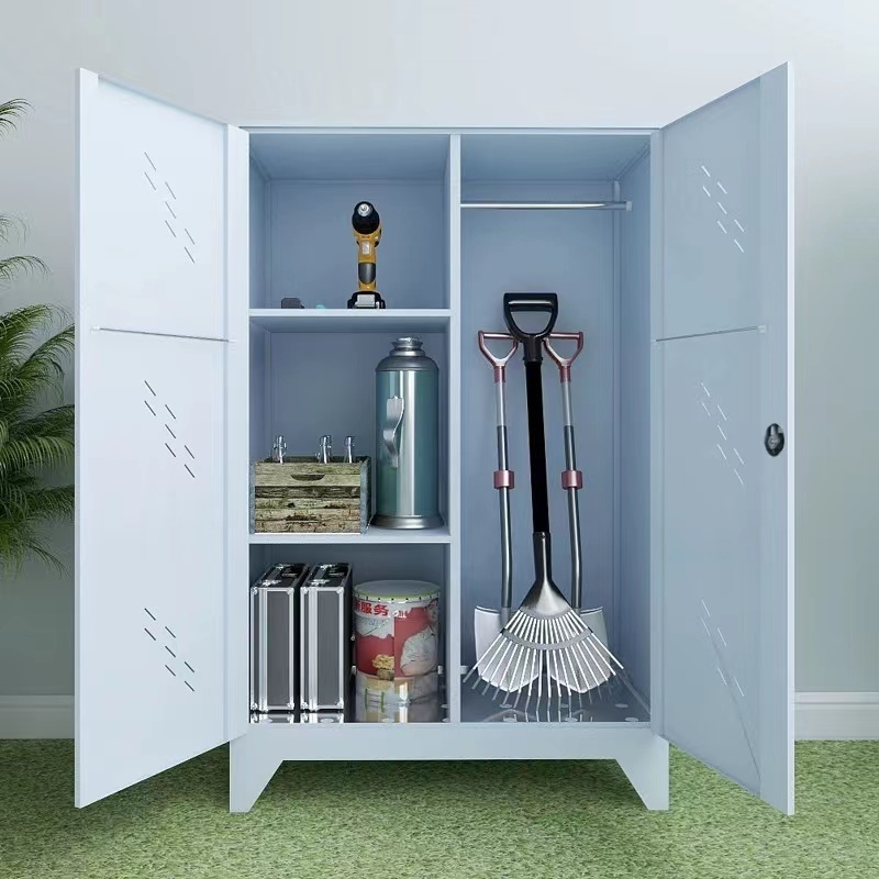 HUIYANG  Lockable Broom Outdoor Storage Garden Tool Clean Cabinet Patio Cupboard Metal Office Furniture