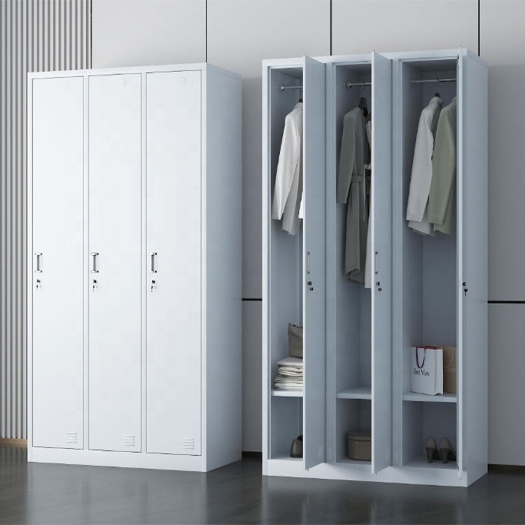 HUIYANG Factory Hot Sale 3 Swing Door Steel Lockers Mechanical Cabinets Wardrobes Dressing Room Staff Room locker