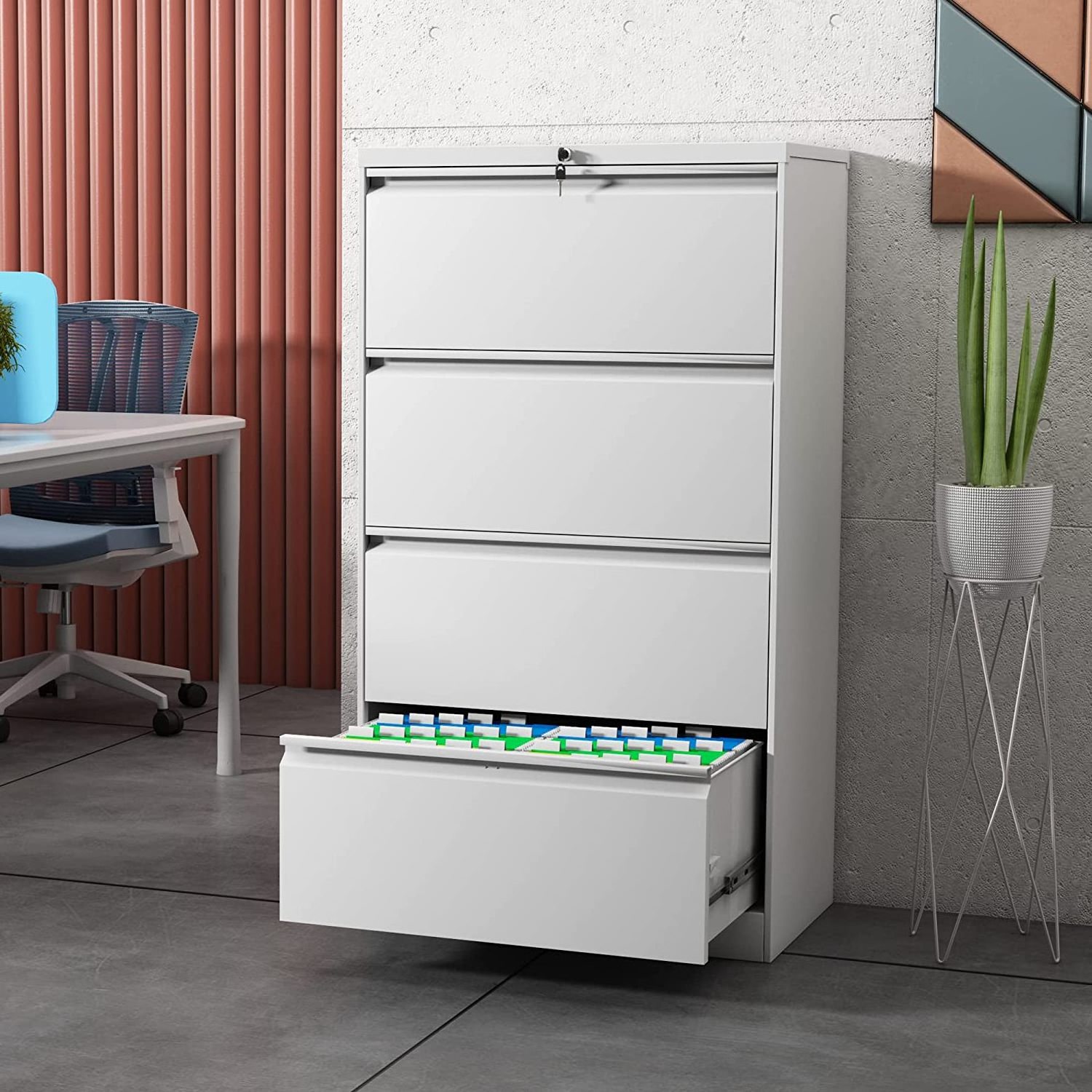 HUIYANG Office Furniture 4 Drawer File Cabinet Lateral Cabinet Metal Steel 4 Drawer File Cabinet