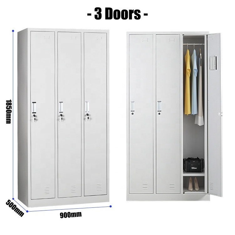 HUIYANG Factory Hot Sale 3 Swing Door Steel Lockers Mechanical Cabinets Wardrobes Dressing Room Staff Room locker