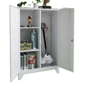 HUIYANG  Lockable Broom Outdoor Storage Garden Tool Clean Cabinet Patio Cupboard Metal Office Furniture