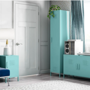 HUIYANG mint blue color metal cabinet storage clean supplies pantry items throws board game steel lockers furniture