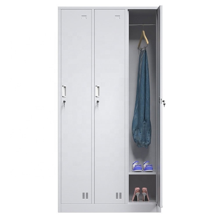 HUIYANG Factory Hot Sale 3 Swing Door Steel Lockers Mechanical Cabinets Wardrobes Dressing Room Staff Room locker