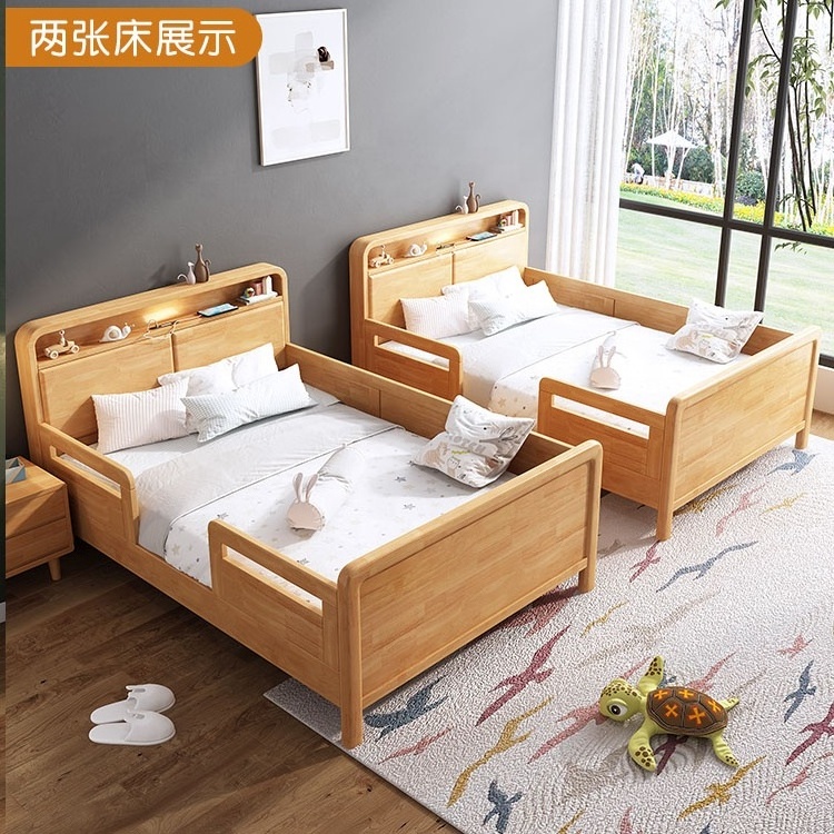 new design 2022 customized wholesale natural solid wood kids single bed