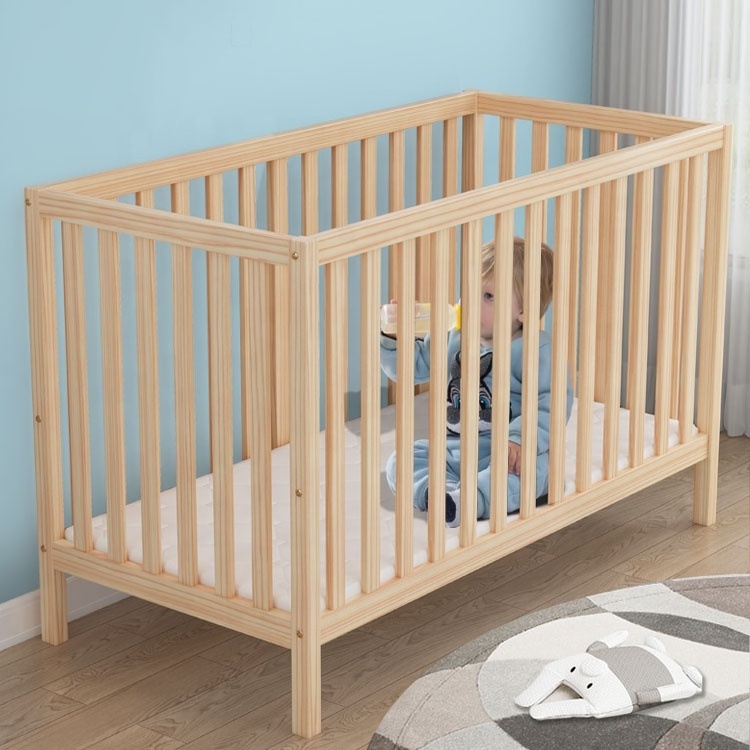 new design 2022 customized wholesale modern natural baby wooden crib bed furniture