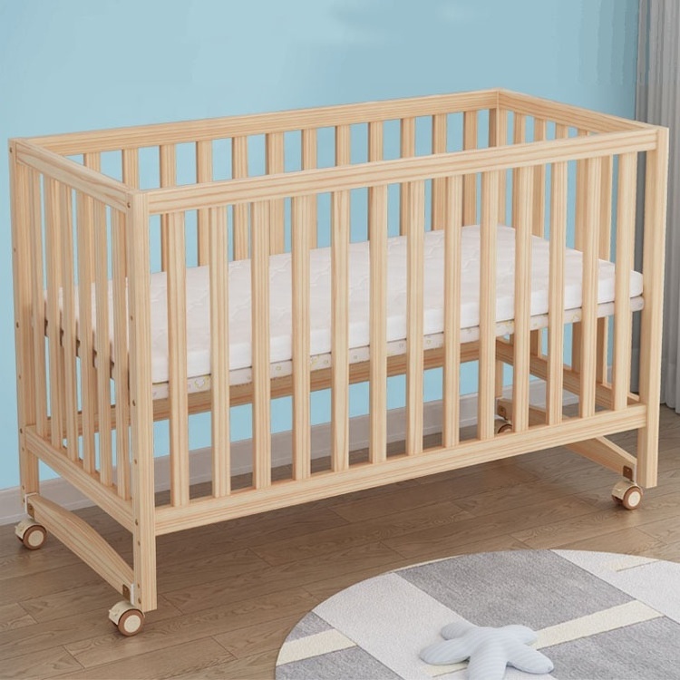 new design 2022 customized wholesale modern natural baby wooden crib bed furniture