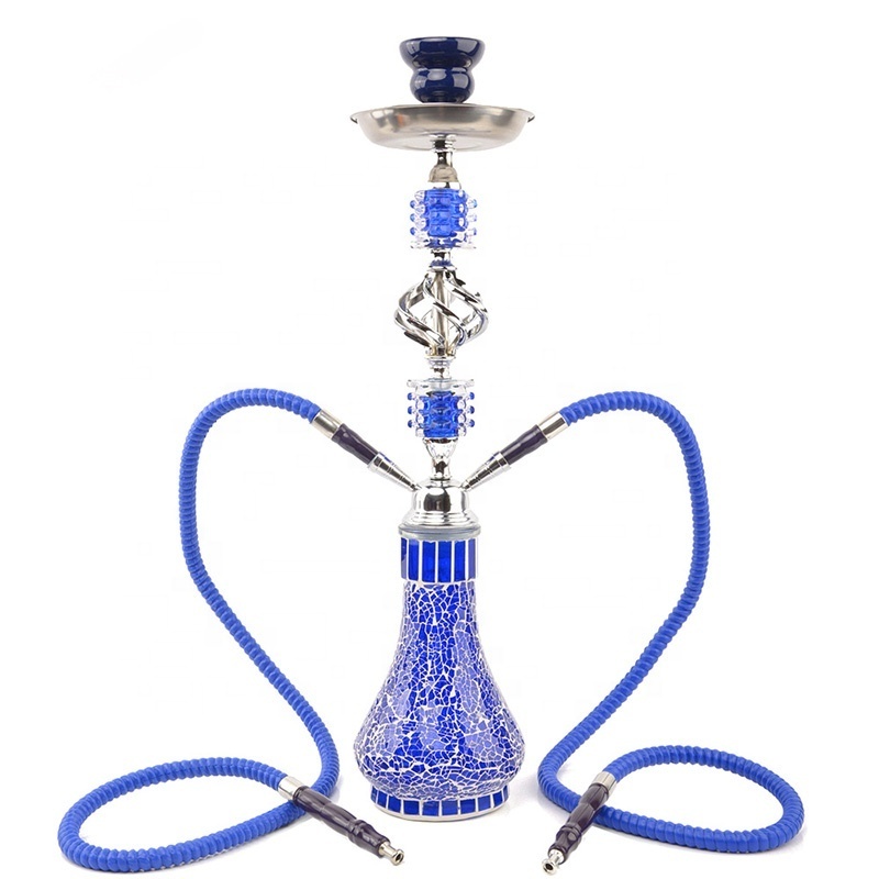 Hookah shisha set factory wholesale medium double hoses metal hookah Arab mosaic hookah