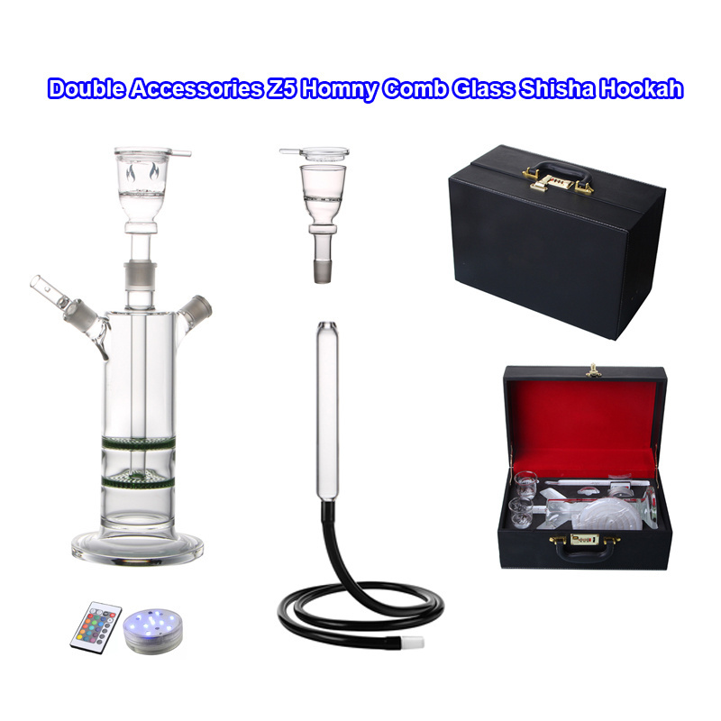 17 Inches Height Z5 Glass Silent Hookah Shisha Double Laylers Percolator With Small Bubbler Water Pipe Double Accessories