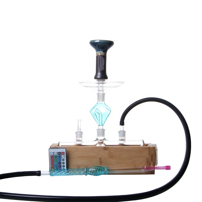 New Dia 70mm Smoking Dogo Free-Form Water Tank Shaped Narghile with Glass Hose Wood Base Mirror Technique Shisha Hookah