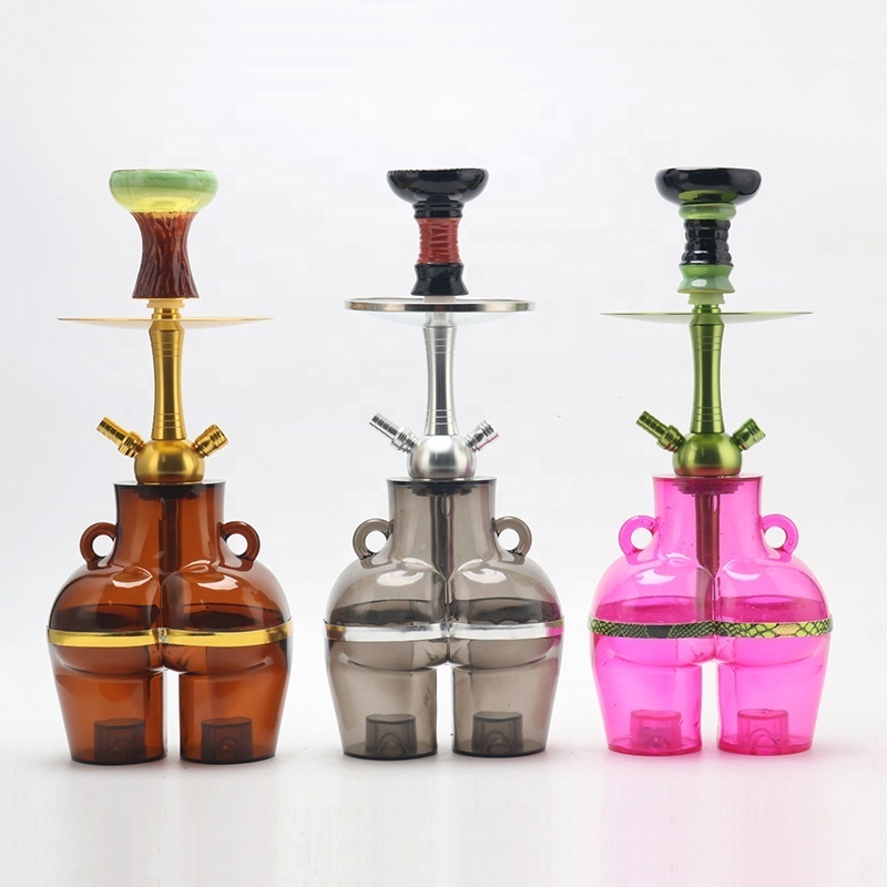 Buns Style Stunner LED Acrylic Hookahs With Double Hose Sets portable red hubbly shesha flavour acrylic shisha hookah