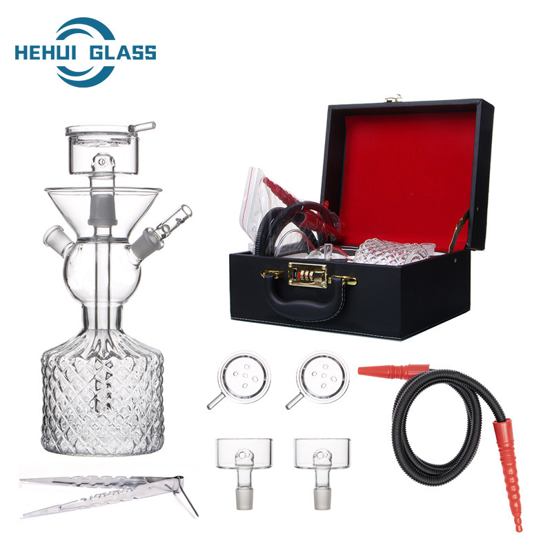 Golden Glass Pineapple Design LED Hookah Hookah with Travel Lock Leather Bag - Popular in America,