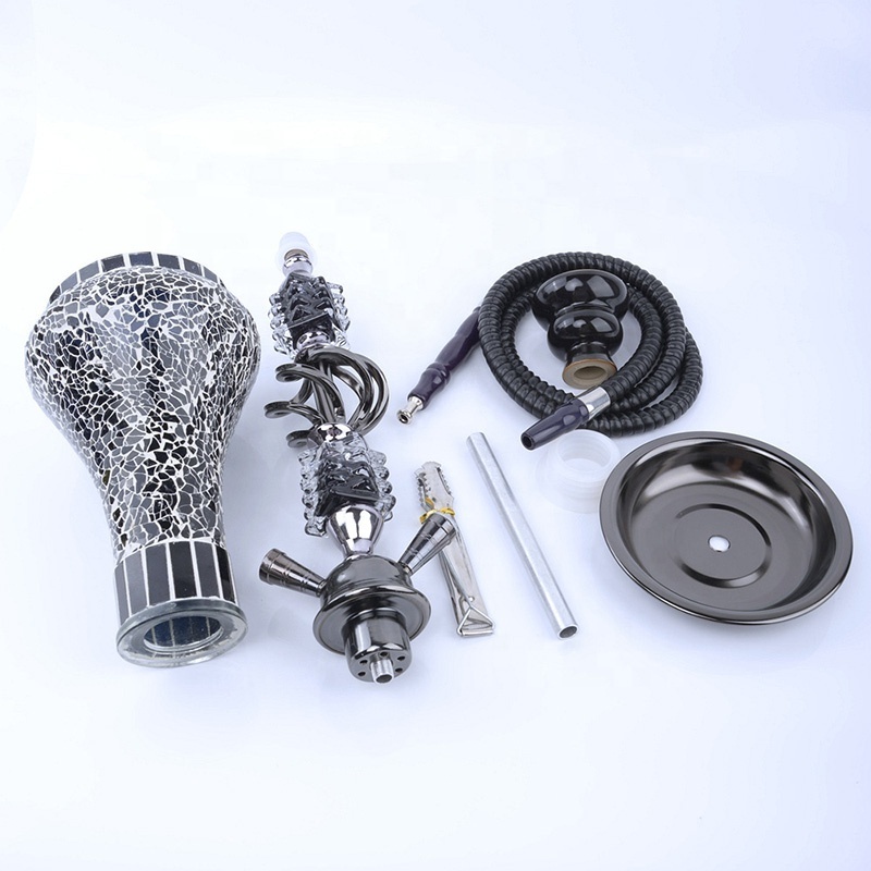 Hookah shisha set factory wholesale medium double hoses metal hookah Arab mosaic hookah