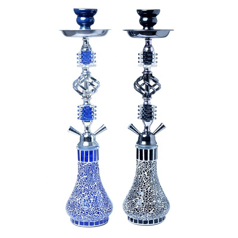 Hookah shisha set factory wholesale medium double hoses metal hookah Arab mosaic hookah