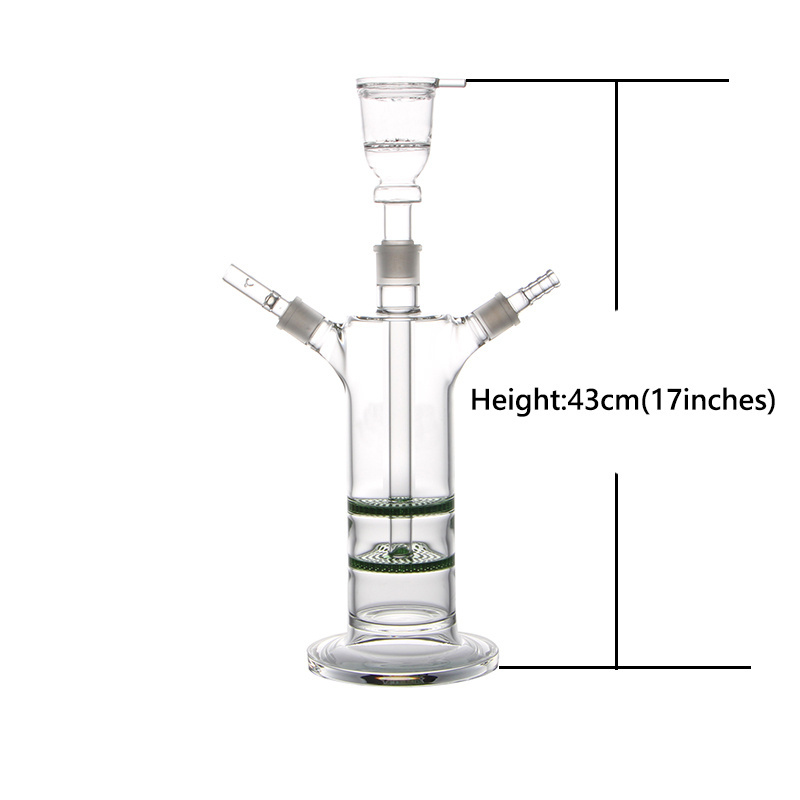 17 Inches Height Z5 Glass Silent Hookah Shisha Double Laylers Percolator With Small Bubbler Water Pipe Double Accessories