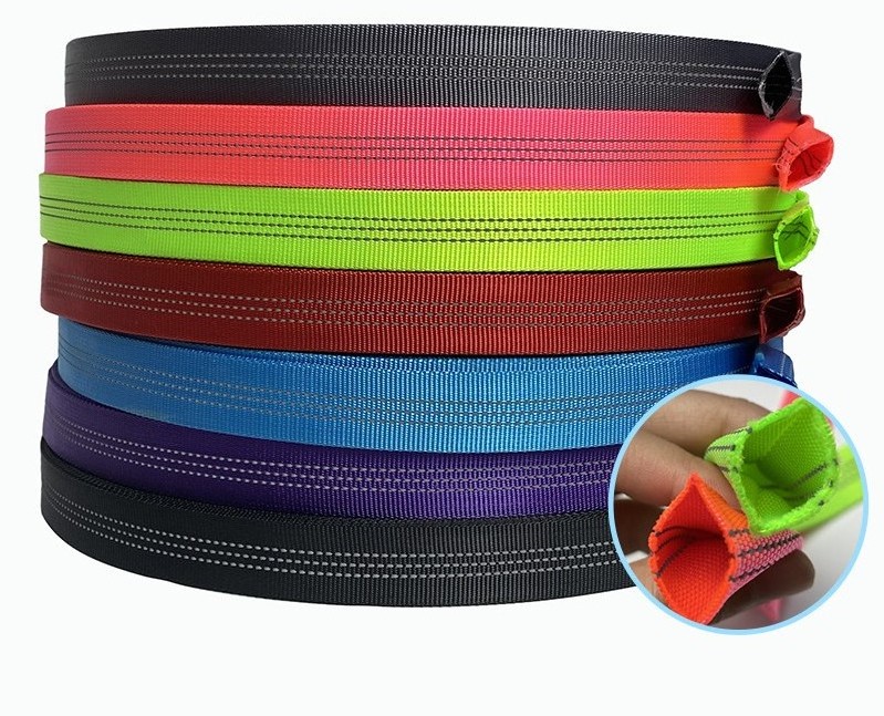 Durable 25mm Nylon Tubular Hollow Webbing for Dog Leash Collar 1 Inch Tubular Hollow PP Webbing Reflective Tubular For Bag Strap