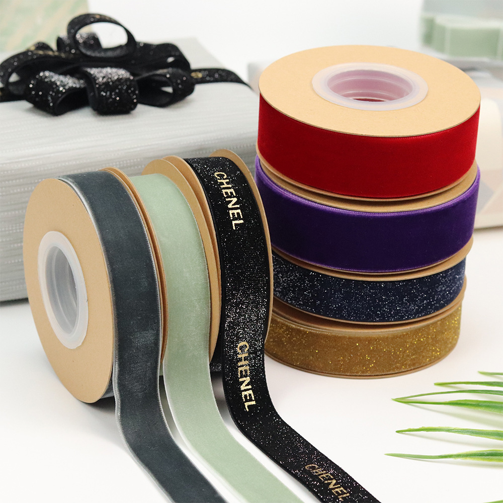 Wholesale Custom Ribbons Single Double Sided Silk Ribbon Stretch Nylon Velvet Ribbon For Garment Accessories