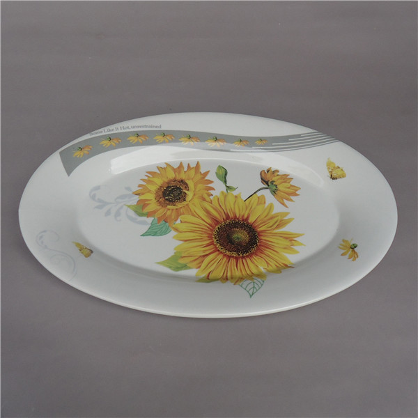 High quality home tableware flat oval dessert plate decal catering ceramic dinner plates for home