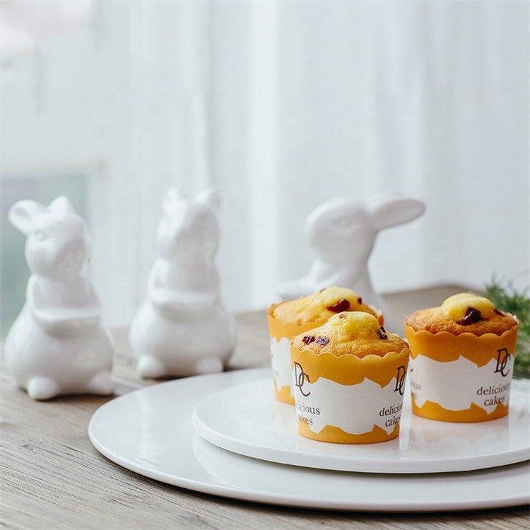 Easter rabbit design round bulk customized tableware ceramic cake plate