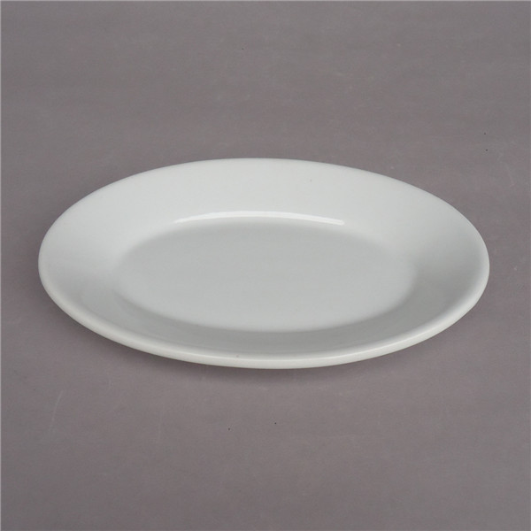 High quality home tableware flat oval dessert plate decal catering ceramic dinner plates for home