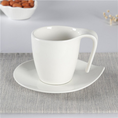 High quality hotel restaurant cappuccino coffee cup mug white coffee tea ceramic cups with saucer