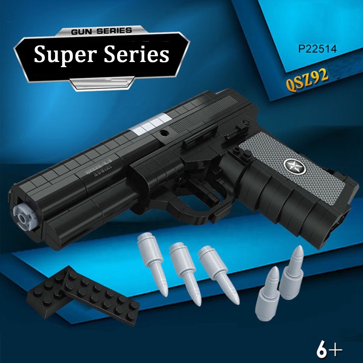 Hot Sale Realistic Toy Guns DIY Assembly Revolver SQZ92 54 Pistol Military Weapon Model Building Blocks Bricks For 6+