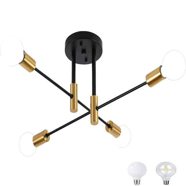 Nordic Loft Home Lighting Fixture 6 Lights Modern Black Iron Ceiling Lamp Led Pendant Lamp for Bedroom Chandelier Metal Art Lamp